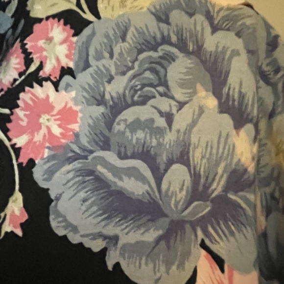 Krazy Kat Vintage Navy Blue with Shades of Pink Flowers Blouse - Picture 9 of 13